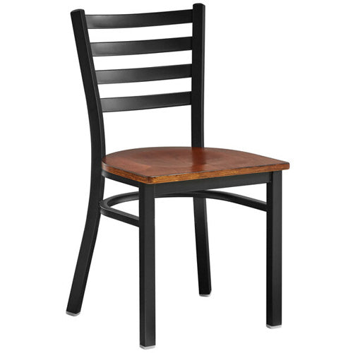 Metal ladder back chair with walnut wood seat item: 47170 - Continental Restaurant Equipment