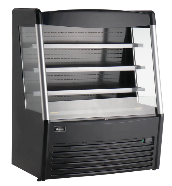 Omcan  RS-CN-0490 48″ Grab-and-Go Open Refrigerated Floor Self-Serve Display Case 15 cu.ft. (426 L) – Black - Continental Restaurant Equipment