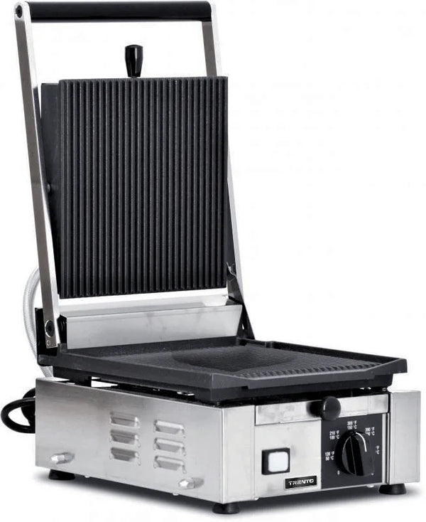 Omcan  PG-IT-0483-R Elite Series 10″ x 9″ Single Panini Grill with Top and Bottom Grooved Grill Surface - Continental Restaurant Equipment