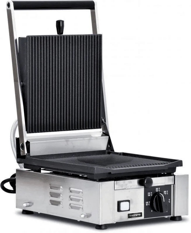 Omcan  PG-IT-0483-R Elite Series 10″ x 9″ Single Panini Grill with Top and Bottom Grooved Grill Surface - Continental Restaurant Equipment