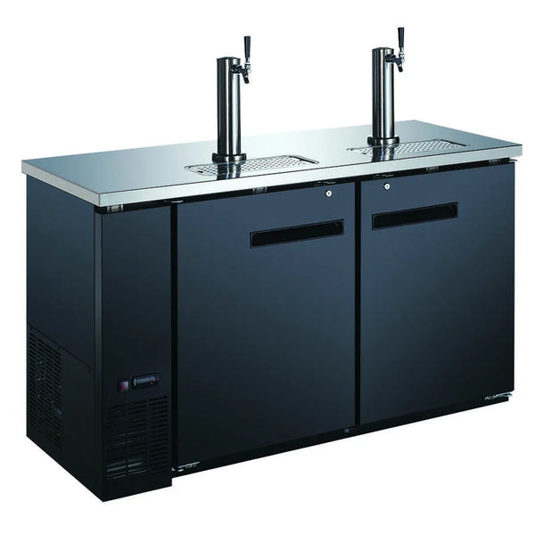 Omcan  BB-CN-0016-DH 61″ Double Solid Doors Kegerator / Beer Dispenser with 2 Taps – 15.8 cu.ft. Capacity - Continental Restaurant Equipment