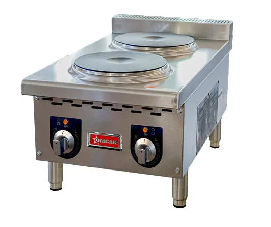 Omcan  CE-CN-EHP15 208 Countertop Electric Hot Plates, 2 Burners, 4000W, 208V/60Hz/1Ph
