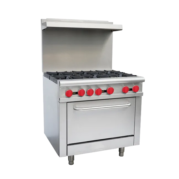 Omcan  CE-CN-0914-L 36″ Commercial Gas Range 6 Burners and Standard Oven 211,000 BTU – Liquid Propane