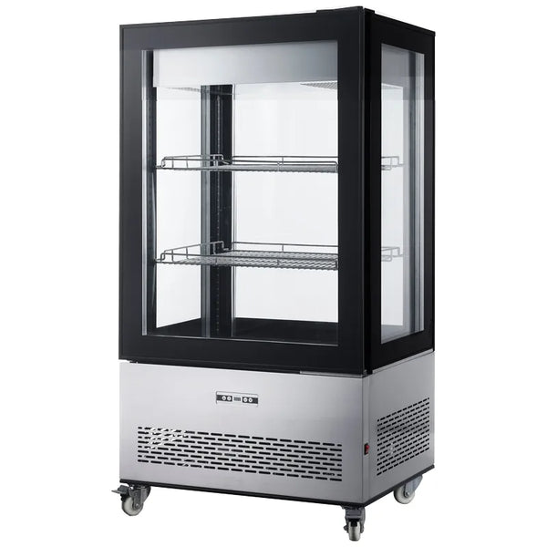 Omcan  RS-CN-0350 33″ Refrigerated Display Case with Four-Sided Glass 59″ Tall, 12.36 cu.ft. (350 Liter)