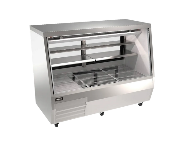 Omcan  RS-CN-0071D-SS 71” Square Stainless Steel Glass Refrigerated Double-Duty Deli Case - Continental Restaurant Equipment