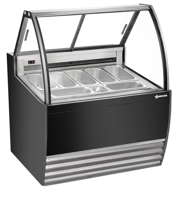 Omcan  FR-CN-0007B 41″ Gelato Display Showcase (Black Exterior) with 7 Pans - Continental Restaurant Equipment
