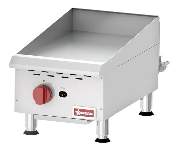 Omcan  CE-CN-G15M 15″ Countertop 1 Burner Stainless Steel Gas Griddle with Manual Control, Natural Gas / Propane – 30,000 BTU