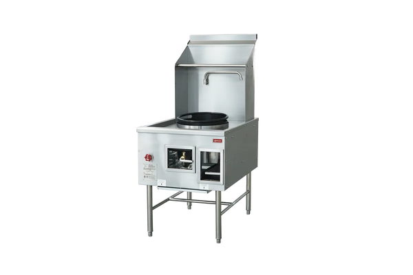 Omcan  CE-CN-W1L1-NG Single Chamber Wok Range with a 16″ Ring, Backsplash, Faucet, 125,000 BTU – Natural Gas - Continental Restaurant Equipment