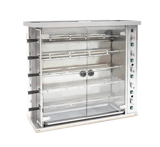 Omcan  CE-CN-KJ-5 47″ Countertop Natural Gas Rotisserie, 5 Spits, 20 Chicken Capacity, 105,000 BTU - Continental Restaurant Equipment