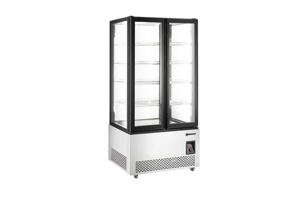Omcan  FR-CN-0600-2 40” Stainless Steel 4-Sided Glass Display Freezer with Front and Back Glass Door, 21.18 cu.ft. (600 L)