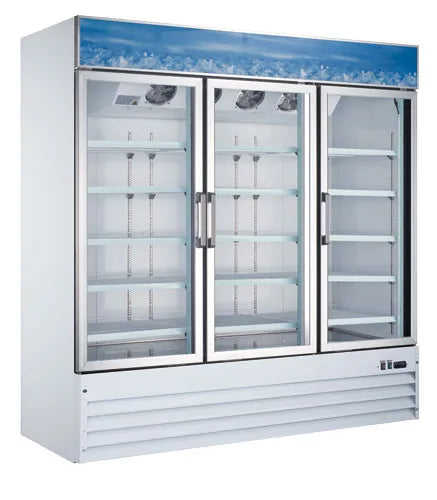 Omcan  FR-CN-0052-HC 80" 3 Door Swing Glass Door Freezer with 52.3 cu.ft. capacity – White