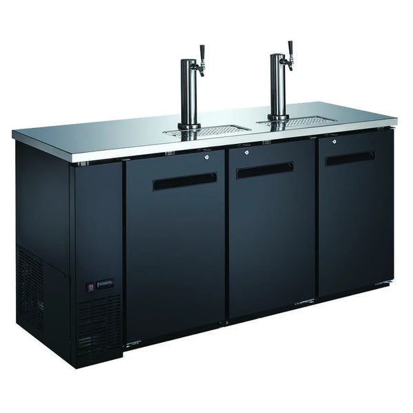 Omcan  BB-CN-0020-DH 73″ Triple Solid Doors Kegerator / Beer Dispenser with 2 Taps – 19.6 cu.ft. Capacity - Continental Restaurant Equipment