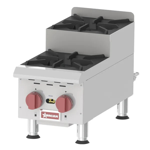 Omcan  CE-CN-0212-S 2-Burner Countertop Stainless Steel Step-Up Gas Hot Plates
