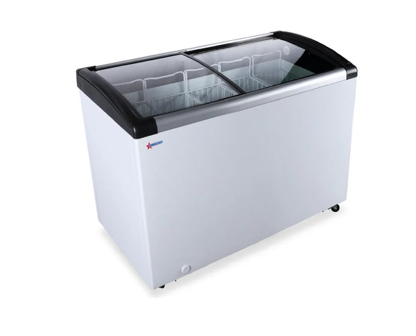 Omcan  FR-CN-0296 48″ Ice Cream Display Chest Freezer with Curved Glass Top, 7.6 cu.ft. Capacity – 110 V, 270 W - Continental Restaurant Equipment
