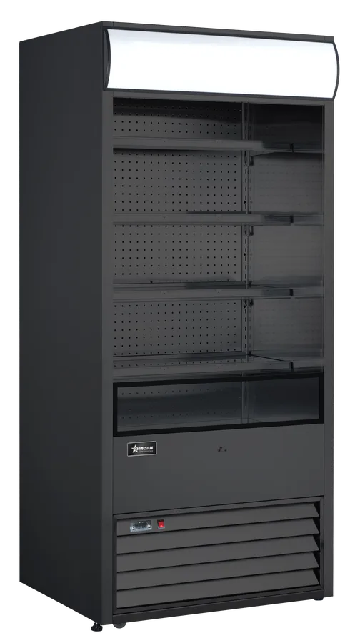 Omcan  RS-CN-0530-B 36″ Grab-and-Go Open Refrigerated Floor Self-Serve Display Case with 18.7 cu.ft. Capacity, All-Black - Continental Restaurant Equipment