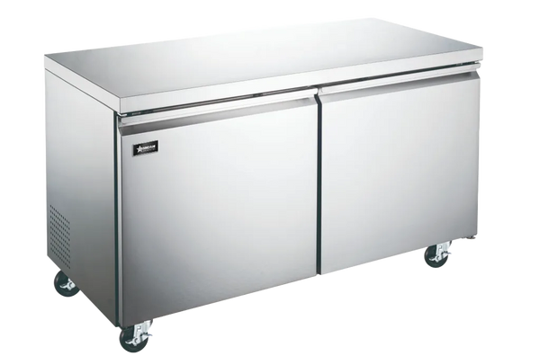 Omcan  RE-CN-0015-HC 60″ Undercounter Refrigerator, 2 Doors, Stainless Steel, 15 cu.ft. (425 L) Capacity – 115V, 285 W