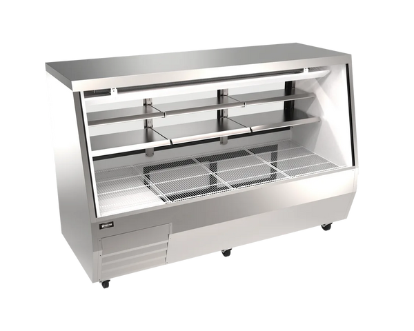Omcan  RS-CN-0084D-SS 84” Square Stainless Steel Glass Refrigerated Double-Duty Deli Case - Continental Restaurant Equipment