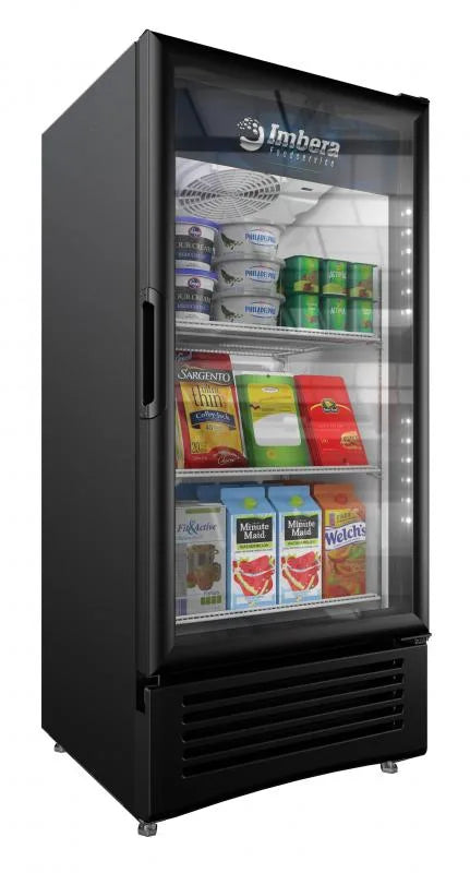 Omcan  VR10 Imbera 25″ One Glass Swing Door Refrigerator with 9 cu.ft. capacity, Black - Continental Restaurant Equipment