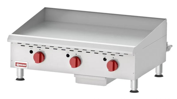 Omcan  CE-CN-G36TPF Countertop Stainless Steel Gas Griddle 3 Burners with Thermostatic Control – 90,000 BTU