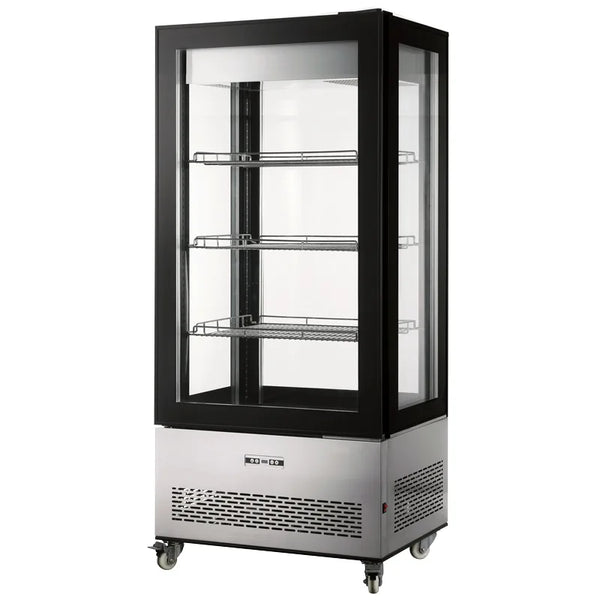 Omcan  RS-CN-0550 33″ Refrigerated Display Case with Four-Sided Glass 75″ Tall, 19.42 cu.ft. (550 Liter)