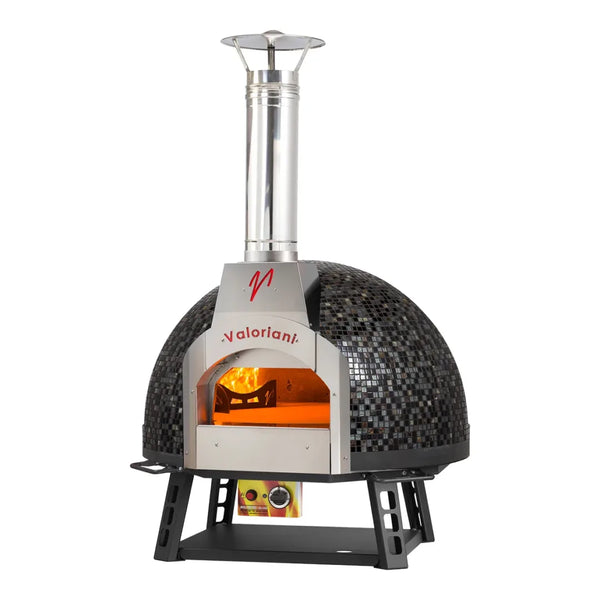 Omcan  BABY75-MIX-BLK Valoriani Baby 75 Wood Fired and Gas Oven with Mosaic Dome – 44,358 BTU