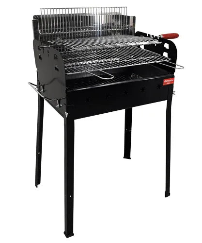 Omcan  CE-IT-0155 Painted Steel Charcoal BBQ Grill with Stainless Steel Double Grid and Central Rod for Vertical Cooking