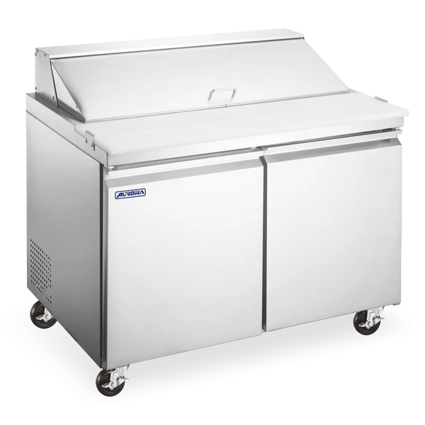 Omcan  PT-CN-0920E-HC Aurora 36″ Refrigerated Sandwich/Salad Prep Table, 2 Doors, Stainless Steel, 9 cu.ft. (258 L) Capacity – 120 V, 420 W