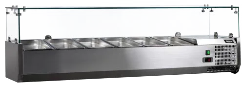 Omcan  RS-CN-0006-P 59" Refrigerated Topping Rail with Glass Guard