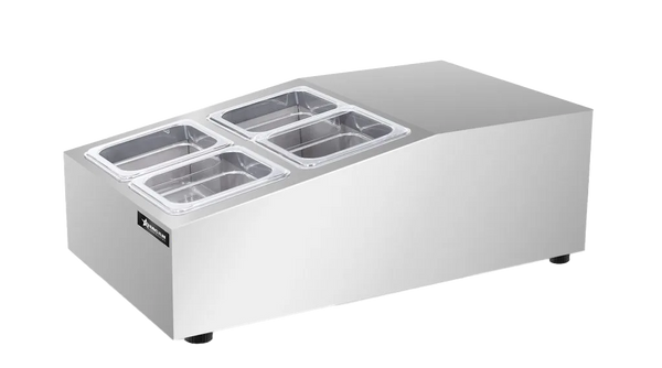 Omcan  RS-CN-0004 15″ Countertop Refrigerated Prep Rail with 4 x GN 1/6 Pans Capacity