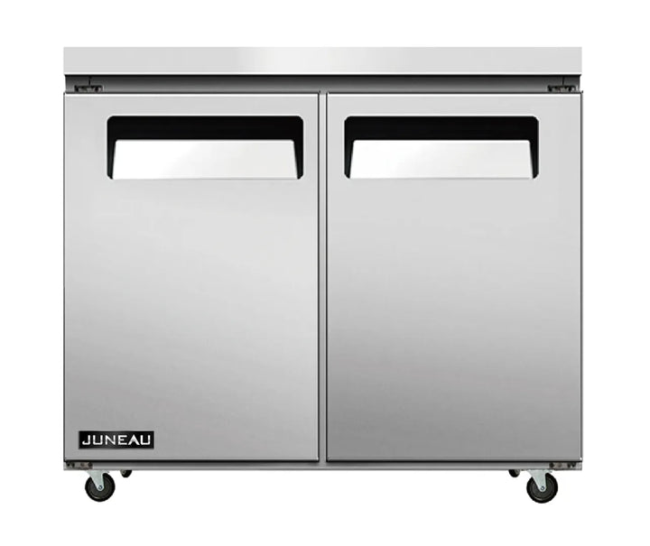 Omcan  FR-TH-0008-HC Juneau 36″ Undercounter Freezer Double Doors Stainless Steel, 4.9 cu.ft. / 138 L Capacity, 115 V, 780 W - Continental Restaurant Equipment