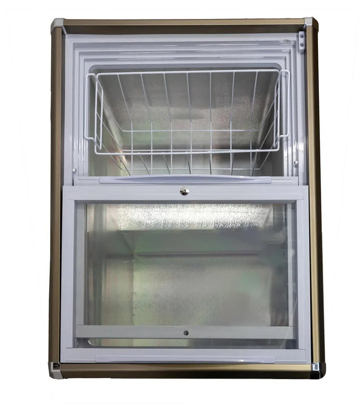 Omcan  FR-CN-0150 29″ Ice Cream Display Chest Freezer with Flat Glass Top, 5.3 cu.ft. Capacity – 110 V - Continental Restaurant Equipment