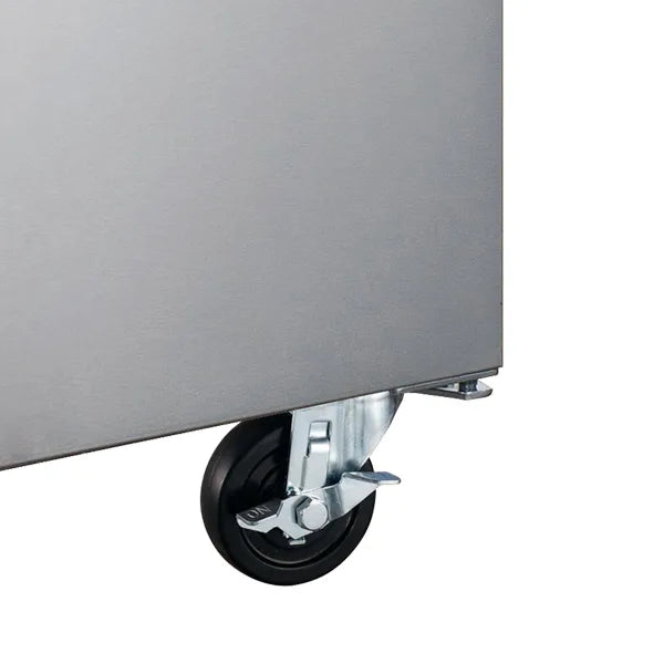 Omcan  PT-CN-1270-HC 50″ Refrigerated Pizza Prep Table, 1 Door, Stainless Steel, 14 cu.ft. (396 L) Capacity – 110V, 1/6 HP - Continental Restaurant Equipment
