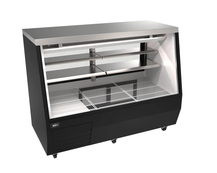 Omcan  RS-CN-0071D-BK 71” Square Black Glass Refrigerated Double-Duty Deli Case - Continental Restaurant Equipment