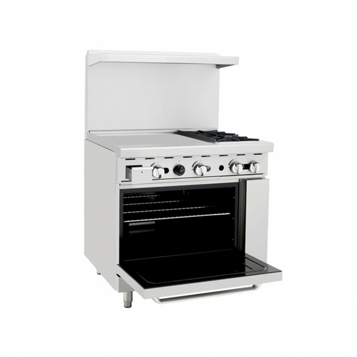 AGR-2B24GL - 36″ Gas Range with Two (2) Open Burners & 24″ Griddle - Continental Restaurant Equipment
