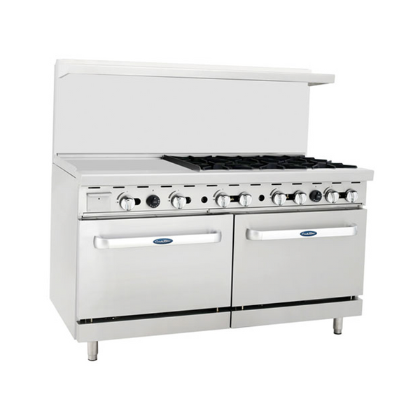 AGR-6B24GL 60" Gas Range 6 Burners 24" Griddle 2 Ovens - Continental Restaurant Equipment