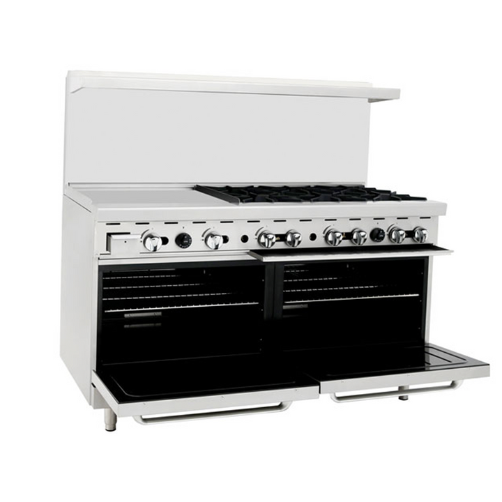 AGR-6B24GL 60" Gas Range 6 Burners 24" Griddle 2 Ovens - Continental Restaurant Equipment