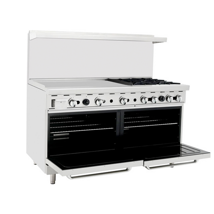 AGR-4B36GL  Range 60" 4 Burner 36" Left Side Griddle Double Oven - Continental Restaurant Equipment
