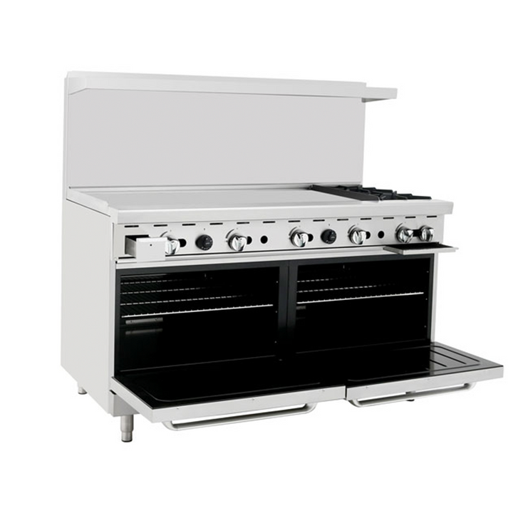 AGR-2B48GL Range 60" 2 Burner 48" Griddle Left Side Double Oven - Continental Restaurant Equipment