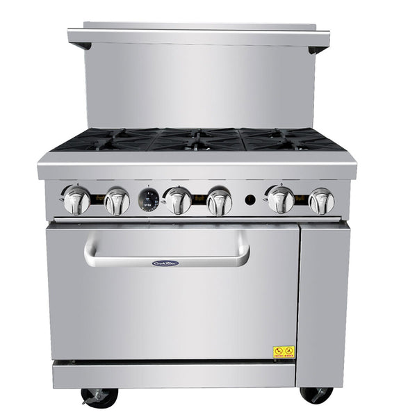 Atosa AGR-6B 36" Gas Range 6 Burners and 1 Oven - Continental Restaurant Equipment