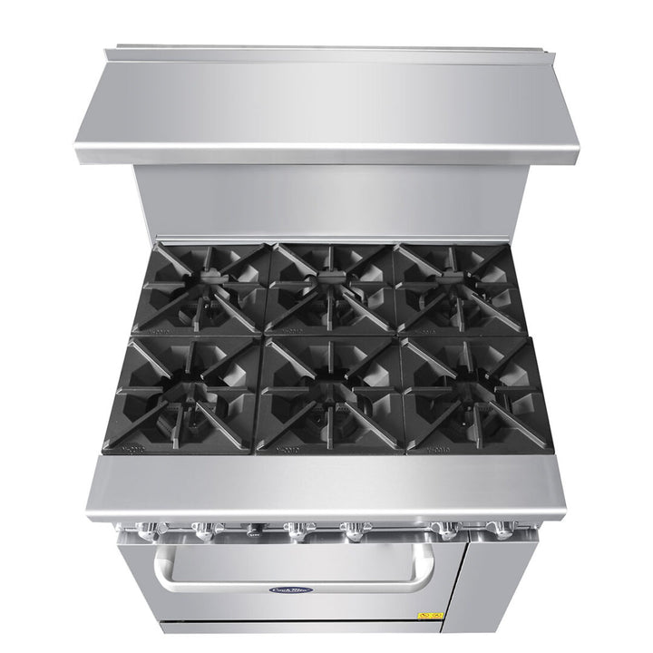 Atosa AGR-6B 36" Gas Range 6 Burners and 1 Oven - Continental Restaurant Equipment