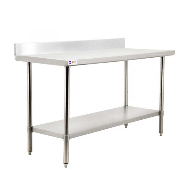 30″ x 60″ all stainless steel work table with backsplash item: 44346 - Continental Restaurant Equipment