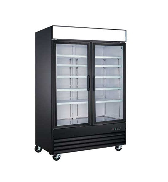 EFI C2-49GDVCX X-LINE 49" Glass 2 Door Black Cooler