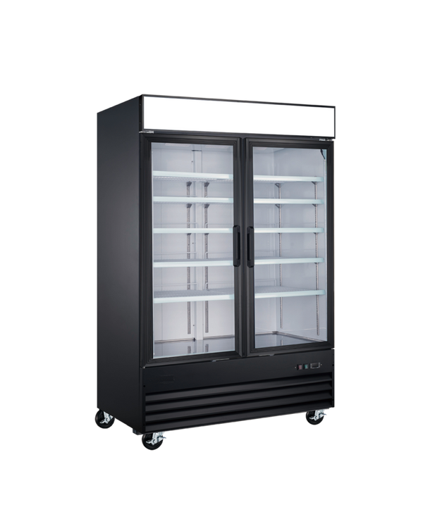 EFI C2-53GDVCX X-LINE 53" Glass 2 Door Black Cooler