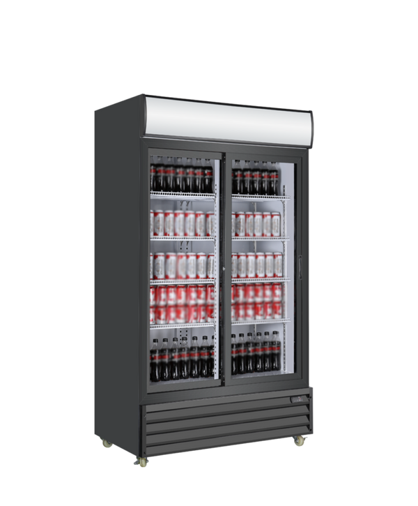 EFI C2S-39GD Glass 2 Door Black Cooler 39"
