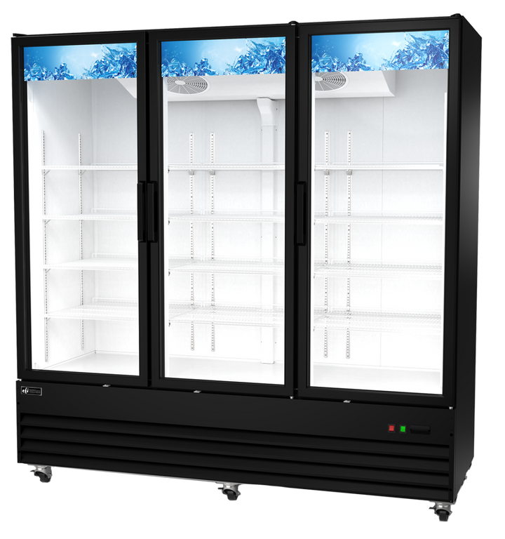 EFI C3-78GDX Glass 3 Swing Door  Black Cooler 78" - Continental Restaurant Equipment