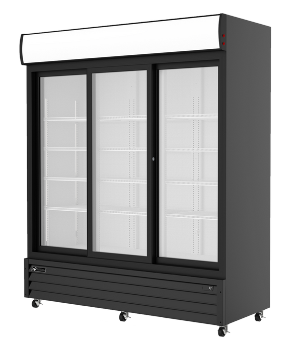 EFI C3S-63GD Sliding Glass 3DR  Cooler Black 68 C3S-68GD - Continental Restaurant Equipment