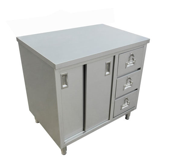 24″ x 48″ stainless steel worktable with cabinets and drawers item: 44189 - Continental Restaurant Equipment