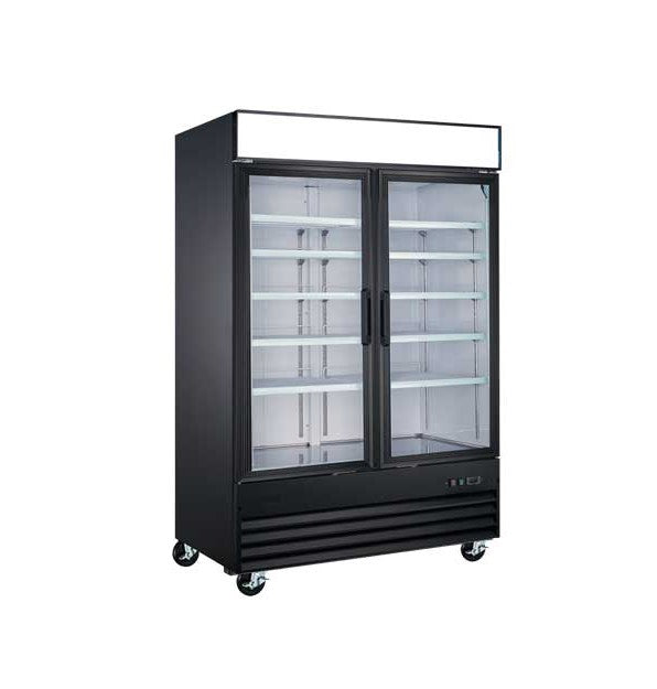 EFI F2-49GDVCX X-LINE 49" Glass 2 Door Black Freezer