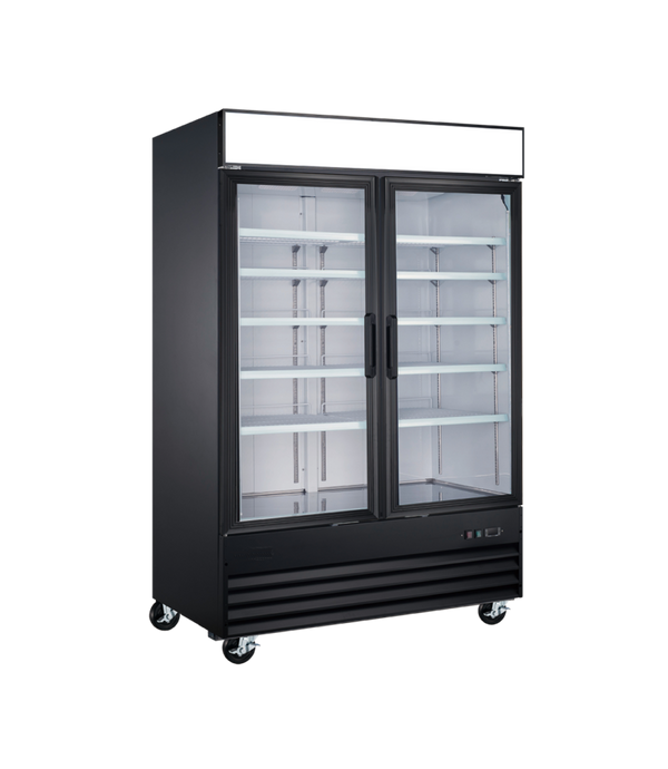 EFI F2-54GDVCX X-LINE 54" Glass 2 Door Black Freezer