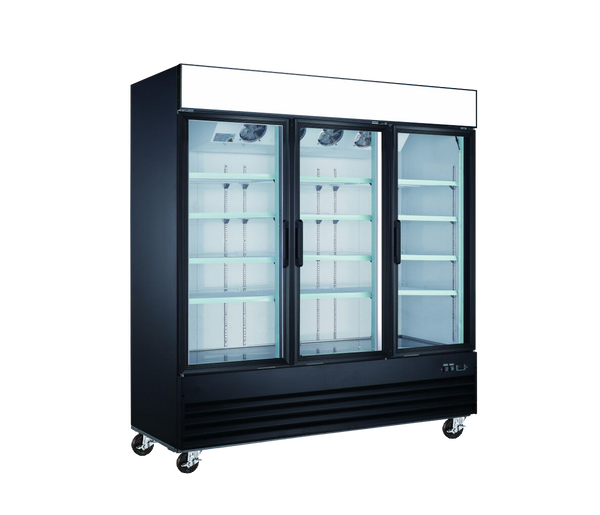 EFI F3-78GDVCX X-LINE 78" Glass 3 Door Black Freezer